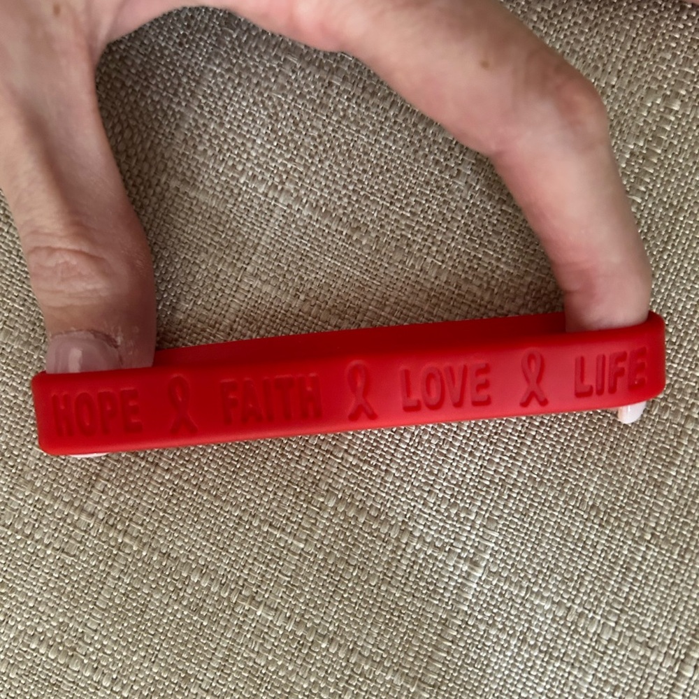 Hope Faith Love Life HIV/AIDS Awareness Silicone Wristband